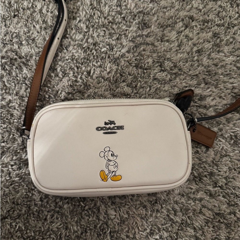 Coach White Crossbody Bag with Mickey Mouse